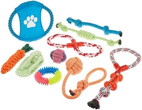 10 Pcs Pet Puppy Toys Gift Set Ball Rope and Chew Squeaky for Dog Cat