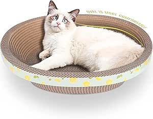 Coclux 10pcs Oval Cat Scratcher Lounge Cardboard Scratch Pad Large Cats Bed Scratching Box with Catnip, Furniture Protection Training Cat Toy