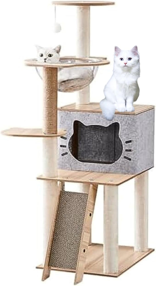 Cat Tree, cat tower - 360° Transparent Capsule with scratching board for cats